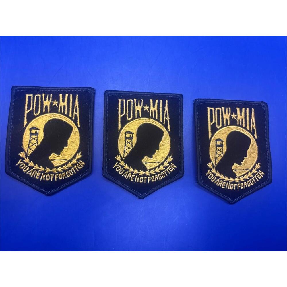 Gold & Black POW/MIA You Are Not Forgotten 3 Inch x 2.5 Inch Patch Lot Of 3